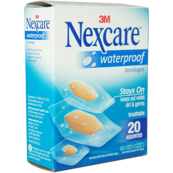 Nexcare Waterproof Clear Bandages Assorted 20 Each (Pack of 4)