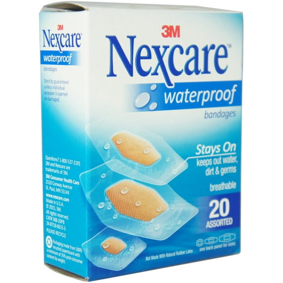 Nexcare Waterproof Clear Bandages Assorted 20 Each (Pack of 2)