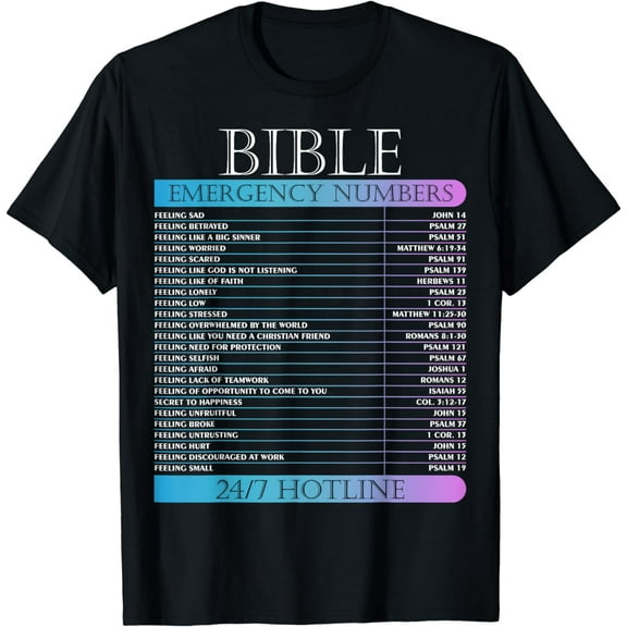 Bible Emergency Hotline Numbers Bible Verse Scripture T-Shirt