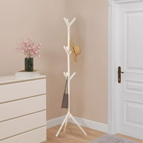 Hiroekza Coat Rack Stand Floor Rack 67 Inch Tall Plastic Hanging Clothes Hats Rod Stylish Space-Saving for Bedroom Entryway White