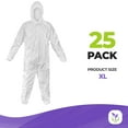 thumbnail image 2 of White Disposable Coveralls with Hood, X-Large. Pack of 25 Microporous Lab Coveralls for Men and Women. 60 GSM Painters Suit Disposable with Storm Flap Zipper Cover. Hazmat Suit, 2 of 8
