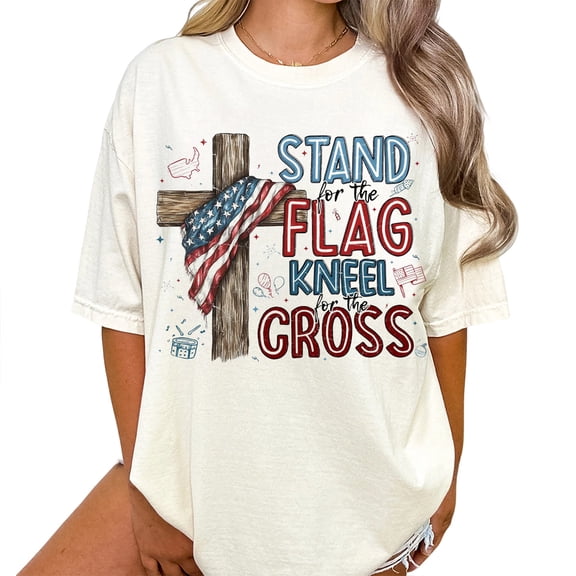 Stand For The Flag Kneel For The Cross Unisex T-Shirt – American Flag Cross Patriotic Christian Tee