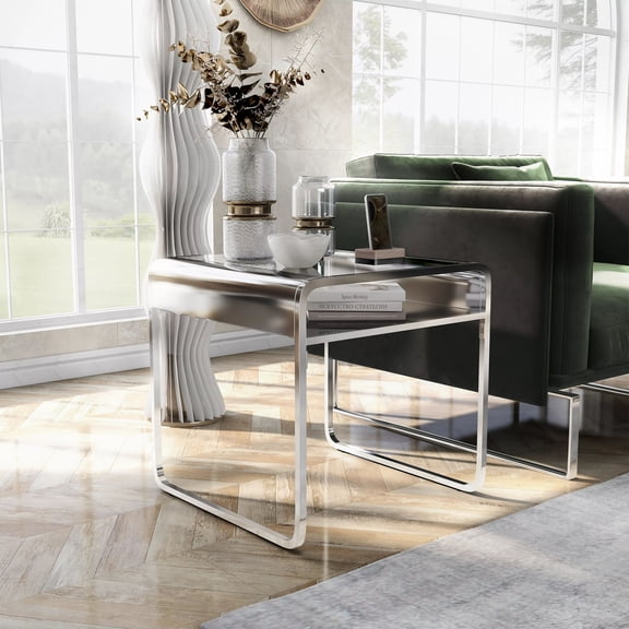 Watler 1-Shelf Metal End Table, Chrome