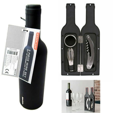 

3Pc Wine Bottle Opener Accessory Gift Set Corkscrew Opener Kit Stopper Pourer