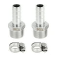 thumbnail image 1 of Accesorios de manguera de acero inoxidable 304 Unique Bargains 5/8" OD 3/4" BSPT Conector recto de espiga macho para aire, agua, aceite, gas, combustible, 1 juego tono plateado, 1 of 1