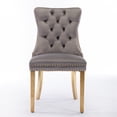thumbnail image 2 of Knubmt Set of 2 Velvet Side Chair with Stainless Steel Legs, Upholstered Dining Chair for Living Room, Dining Room, Gray + Gold, 2 of 9