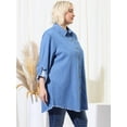 thumbnail image 4 of Plus Size Chambray Shirts for Women Button Down Denim Shirts Tops Blue 3X, 4 of 7