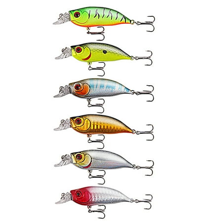 shenmeida 6PCS Fishing Lures Slow Sinking Bionic Swimming Lures Lifelike Freshwater Saltwater Hard Bait Fishing Accessories Kit Fishing Gifts for Men