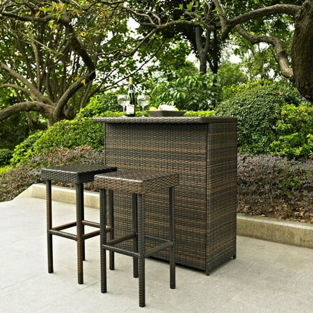 Crosley Furniture Palm Harbor 3-Piece Outdoor Wicker Bar Set