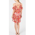 thumbnail image 3 of Miken Women's Printed Cold-Shoulder Dress Swim Cover-Up (S, Poppy Red Citrus), 3 of 4
