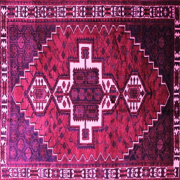 Ahgly Company Indoor Square Persian Pink Traditional Area Rugs, 7' Square