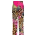 thumbnail image 6 of Cheetahs Pink Floral Jungle Print Winter Female Pants Flannel High Waist Women Pants Lady Warm Straight Leg Plush Trousers, 6 of 7