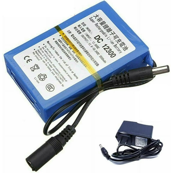 12V Battery Rechargeable Pack with Charger Battery DC12300 3000mAh for Powering The System Devices Like Bluetooth CCTV Camera Led Light Strip and More,Backup