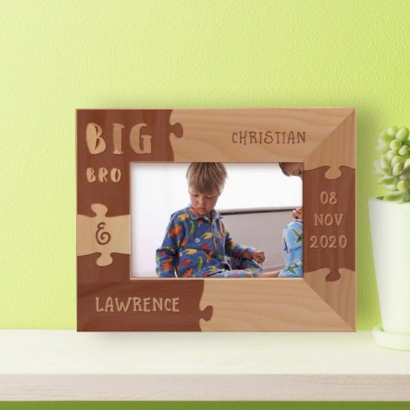 Big Bro Personalized Wooden Frame-5" x 3 1/2" Brown Horizontal