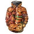 thumbnail image 3 of Sudadera con capucha para hombre con estampado 3D de hamburguesas y patatas fritas, divertida sudadera informal de manga larga con estampado de comida rápida, sudadera holgada, 3 of 5