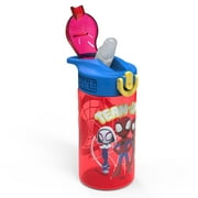 Zak Designs 2pc 16 oz Marvel Spider-Man Kids Water Bottle Plastic with Easy-Open Locking Spout Cover for Travel, Spidey and His Amazing Friends