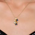 thumbnail image 3 of Gem Stone King 18K Yellow Gold Plated Silver Blue Created Sapphire and White Moissanite Pendant for Women (1.42 Cttw, Gemstone September Birthstone, Heart Shape 5MM, 18 inch Chain), 3 of 6