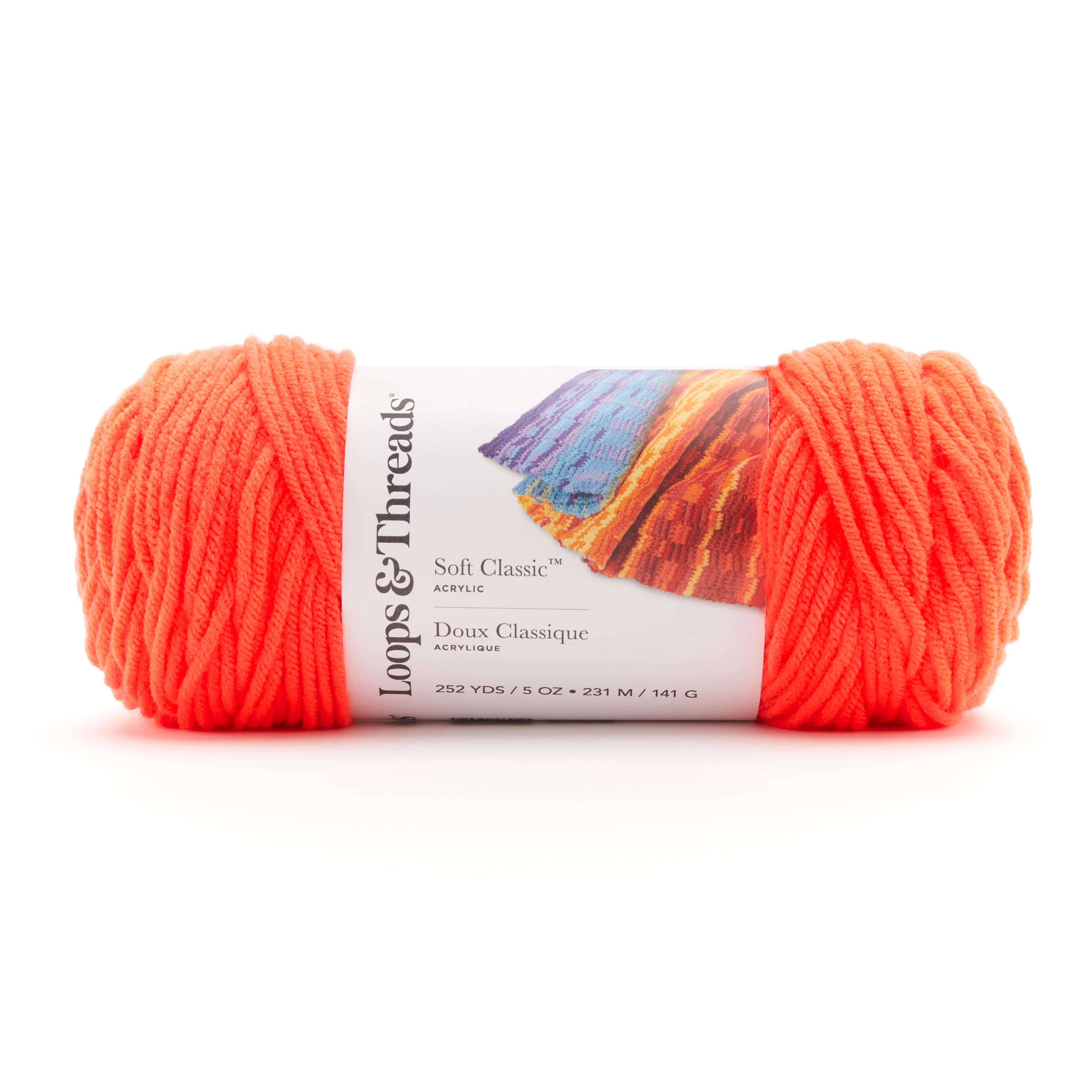 Loops & Threads Soft Classic Neon Yarn - Neon Yarn for Knitting, Crochet, Weaving, Arts & Crafts - Neon Orange, Bulk 12 Pack
