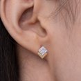 thumbnail image 2 of Layered Geometric Square Stud Earrings - 18K Gold Plated 3D Diamond-Shape Studs with Micro-Pave Cubic Zirconia for Women and Teens, 2 of 4