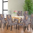 thumbnail image 3 of Vintage Chair Covers Art Stylized Geometric Flowers Colored Lilac Orange Chair Covers Set of 6 for Dining Room Dining Chair Slipcover Washable Removable for Kitchen Hotel Universal Size, 3 of 4