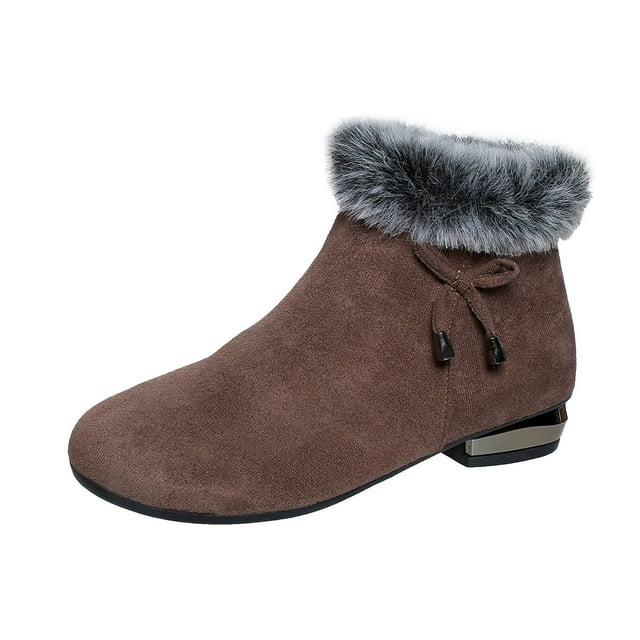 WEAIXIMIUNG Womens Riding Boots Retro Solid Color Suede Zipper Warm Non Round Head Boots Women's Shoes 37 41