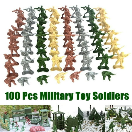 Moaere 100 Pcs  Military Plastic Toy WWII 5cm Soldiers Army Men Figures 10 Poses (Best Lebron Soldier 10 Colorways)