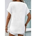 thumbnail image 3 of Womens Waffle Knit Tops 2025 Spring Summer V Neck Shirts Casual Women'S Blouses Basic Tee White XXL, 3 of 4