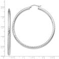 thumbnail image 2 of Beautiful Sterling Silver Rhodium-plated 3.00mm Diamond Cut Hoop Earrings, 2 of 2