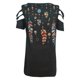 thumbnail image 4 of ICHUANYI Clearance Fashion Woman V-Neck Short Sleeve Tops T-Shirt Summer Print Loose Blouse(Black, XXL) ICHUANYI WER2023080808197, 4 of 5