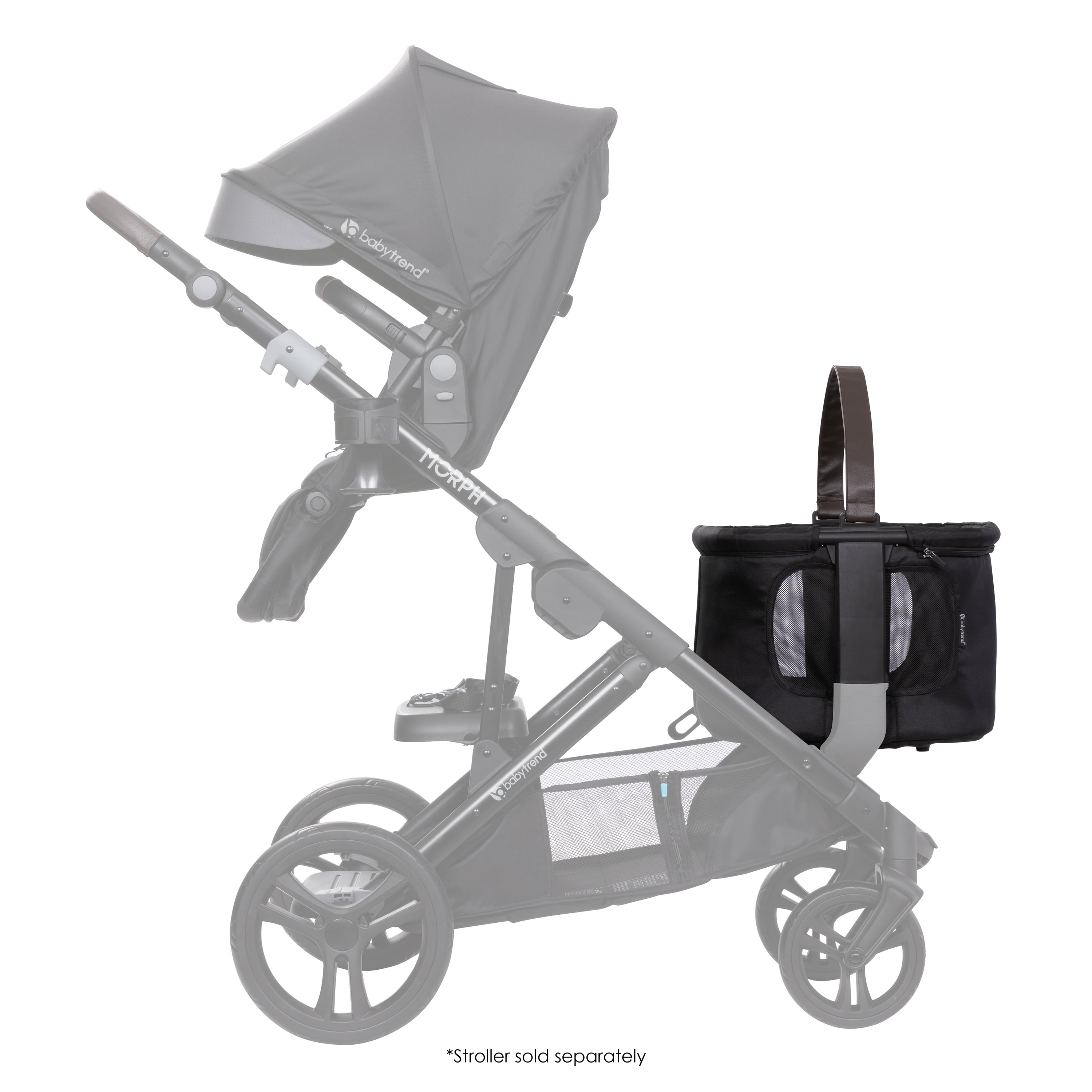 Baby Trend Modular Storage Basket for Morph Single to Double Stroller, Black