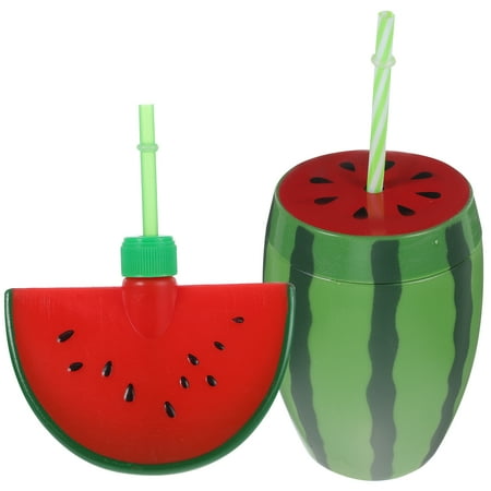 

2Pcs Watermelon Shaped Cup with Straw Funny Drinking Cup Summer Party Juice Cup