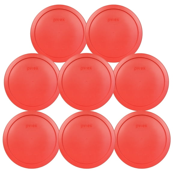 Pyrex 7402-PC Red Round Plastic Food Storage Replacement Lid Cover (8-Pack)
