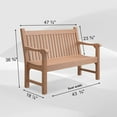 thumbnail image 3 of Psilvam 2-Person Poly Lumber Outdoor Bench with 700 Lbs Weight Capacity – Weatherproof Garden Seating for, Balcony Porch & Park, All-Weather Fade-Resistant Patio Furniture (Teak Color), 3 of 7