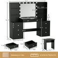 thumbnail image 2 of Richya Modern Makeup Vanity Desk with Lighted Mirror and Sturdy Stool,Makeup Table Sets with Drawers and Shelves, 2 of 7