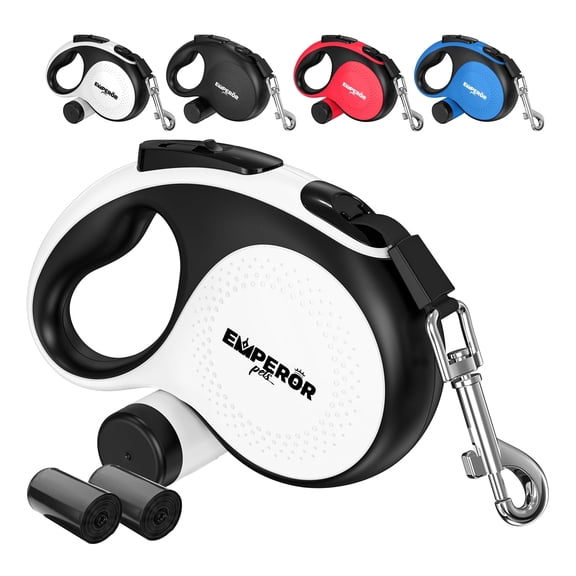 Emperor Pets 26 ft Retractable Dog Leash Large Dogs White - Up to 110lbs, Heavy Duty Dog Leash Retractable 26 ft -BW26