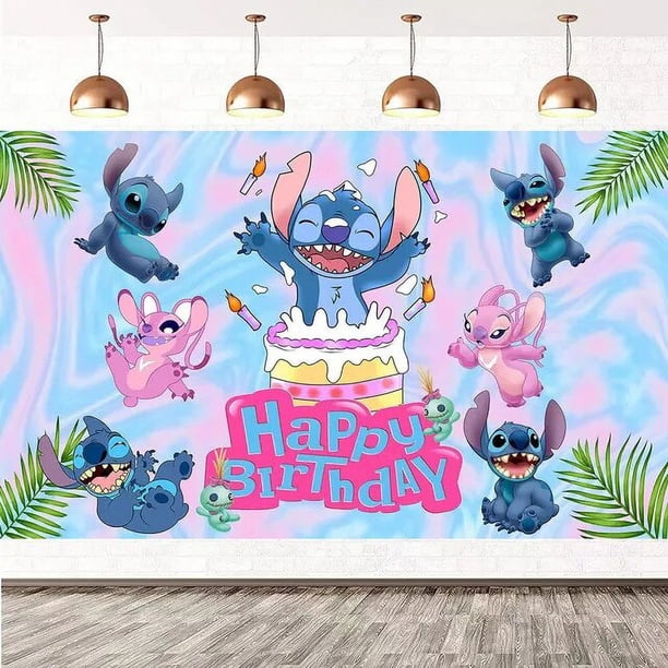 Decoración de fiesta de cumpleaños de Disney Stitch, vajilla desechable, taza, plato, servilleta, mantel, globo para niños, suministros de decoración para Baby Shower