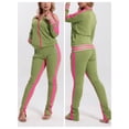 thumbnail image 5 of Women's 2 Piece Tracksuit Set Sexy Cold Shoulder Full Zip Jacket and Split Hem Jogger Pants Outfits S-2XL, 5 of 8