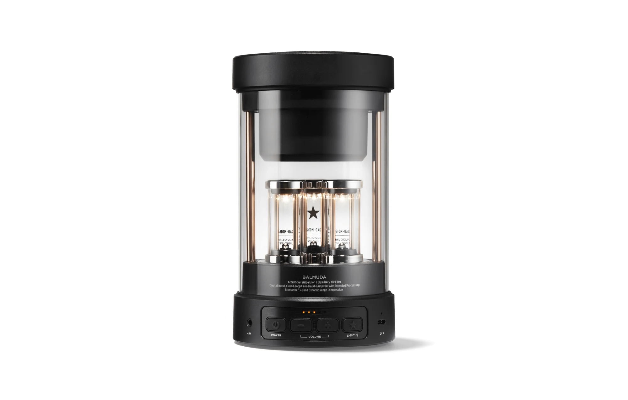 BALMUDA The Speaker Portable Bluetooth Speaker with LED Light Show, Rechargeable, USB-C Charging, 7-Hour Playtime, Black