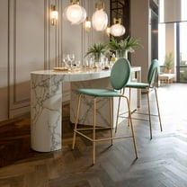 Odessa Counter Stool Green & Gold Counter Stool, Modern Style, Soft and smooth velvet fabric, Plywood, Indoor Bar