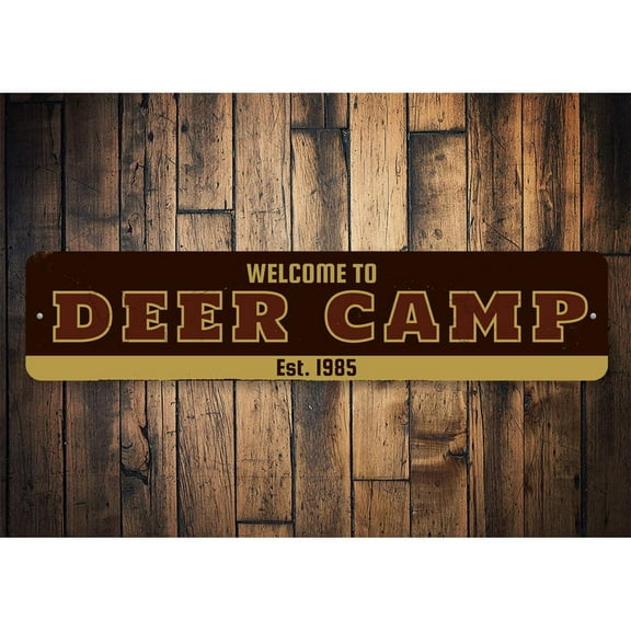 Welcome Deer Camp Novelty Sign, Metal Wall Decor - 4x18 inches
