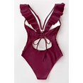 thumbnail image 4 of Maillot de Bain une Pièce pour Femmes à Volants Lacé Contrôle du Ventre, 4 of 5