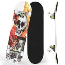 Complete Skateboards for Beginners,7 Layer Canadian Maple Double Kick Deck,31''Pro Cruiser Retro Skate Board