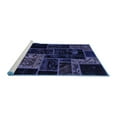 thumbnail image 2 of Ahgly Company Machine Washable Indoor Rectangle Patchwork Blue Transitional Area Rugs, 6' x 9', 2 of 4