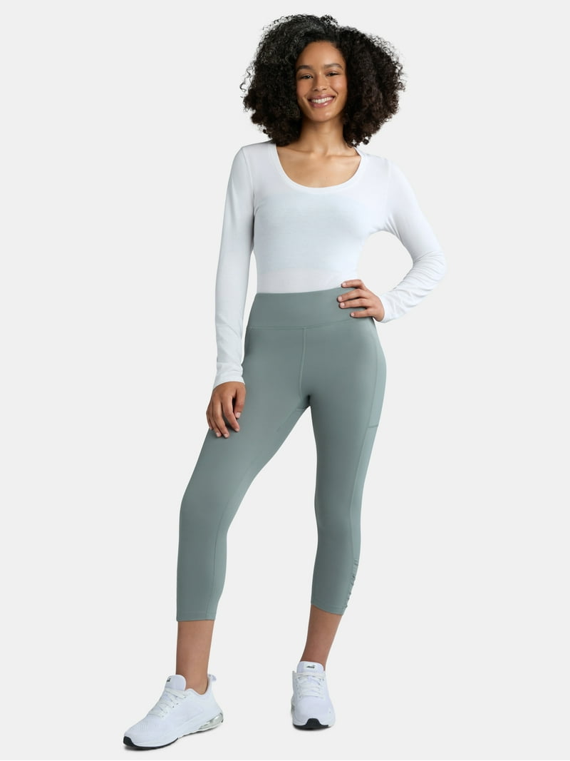 Avia Women's SoftSculpt Ruched High Rise Capri Leggings, 21