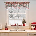 thumbnail image 2 of Poinsettia Berry Tie Up Valances Curtain, Red Floral Winter Plants Vintage Wood Grain Adjustable Rod Pocket Short Window Treatment Tie Up Curtains Valances for Kitchen Living Room Bathroom 42x18 In, 2 of 9