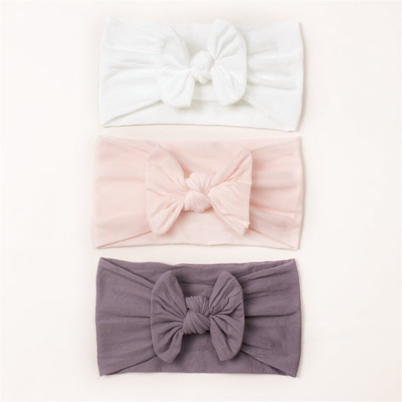 Toddler Baby Boys Girls Solid Bow Hairband Headwear Elastics Hair Accessories 3 Pack 3PCS, F