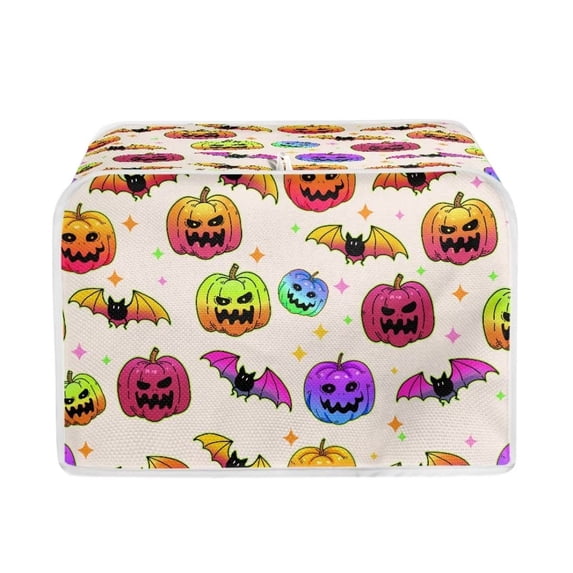 Renewold Pumpkin Bat Toaster Cover 2 Slice Wide Slot Anti Splash Bread Maker Machine Dust Cover for Kitchen Halloween Baking Supplies Protection Cover