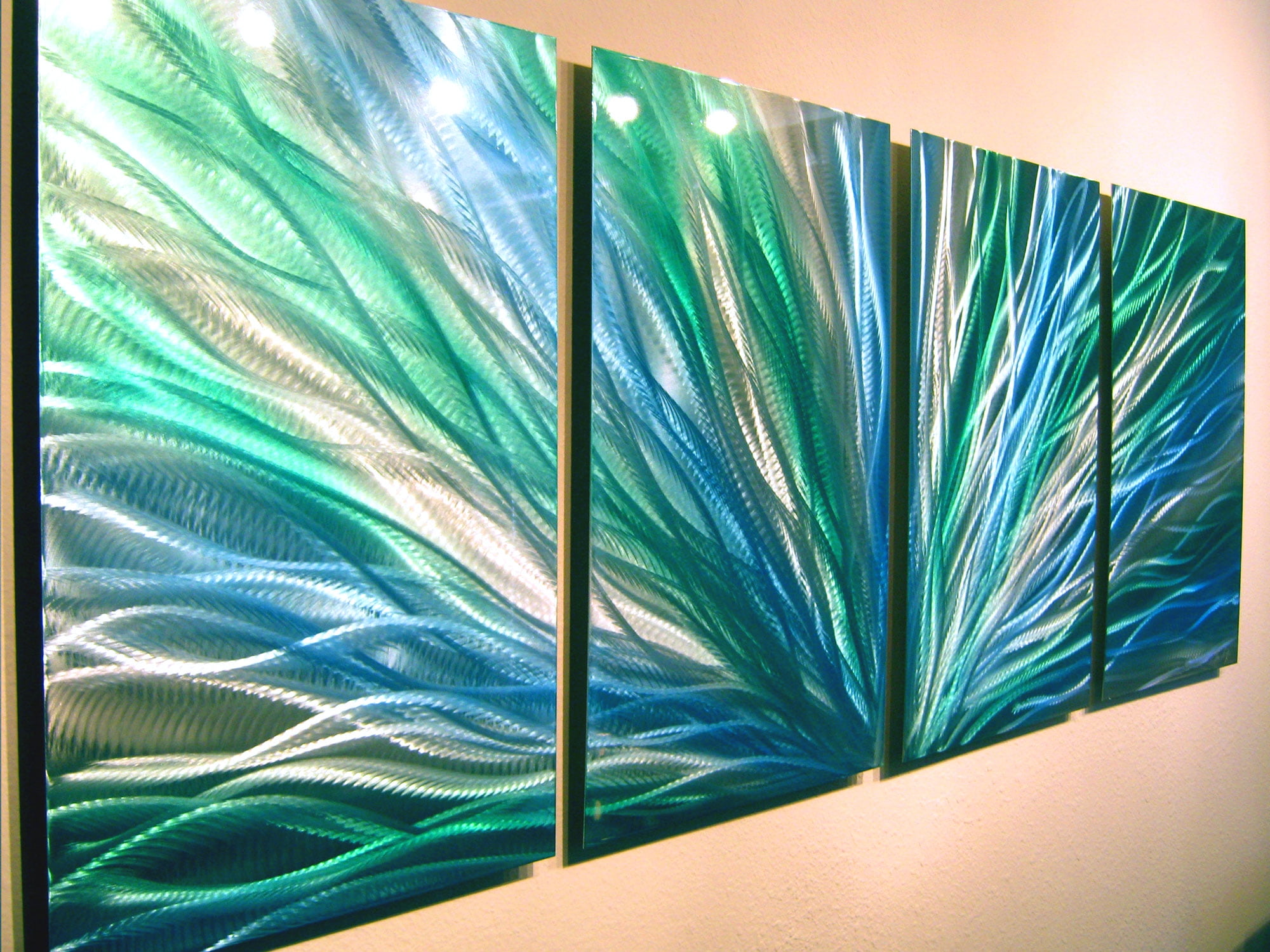 Radiance Blue Green Abstract Metal Wall Art Contemporary