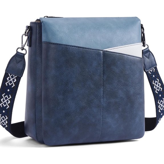 Leather Crossbody Bags for Women,Medium Dual Main Pockets Crossbody Purse,Lightweight  Bag for Travel/Work