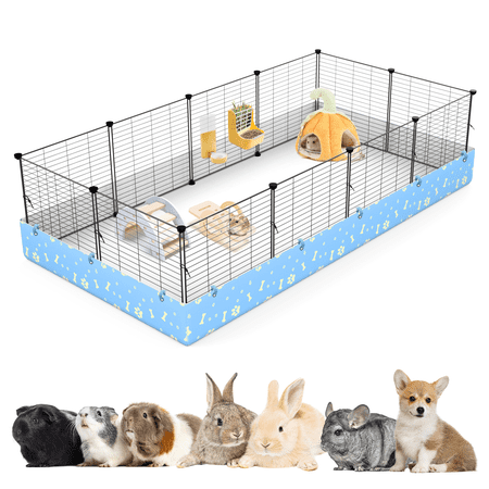 Guinea Pig Cages with Liner 47x23x16inch C&C Small Animal Cage Pet Puppy Dog Playpen Indoor Rabbit Chinchilla Hedgehog Habitat Fence DIY 12PCS Metal Grids with Bottom